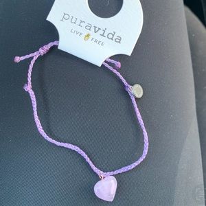 NWT Pura Vida Purple Stone Heart Bracelet